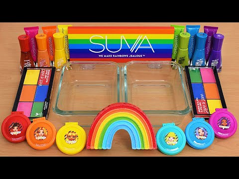 Rainbow Slime ASMR - Mixing Makeup Eyeshadow Into Slime ASMR