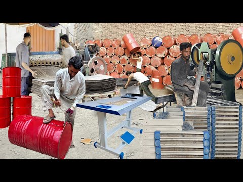 Incredible Process of Making Durable Sewing Machine Stands from Waste Metal Drums | How It's Made