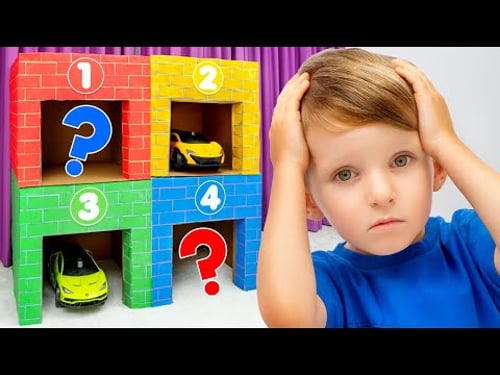 Kinderautos in vier Farben