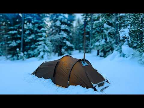 Hot Tent Camping In Heavy Snowfall