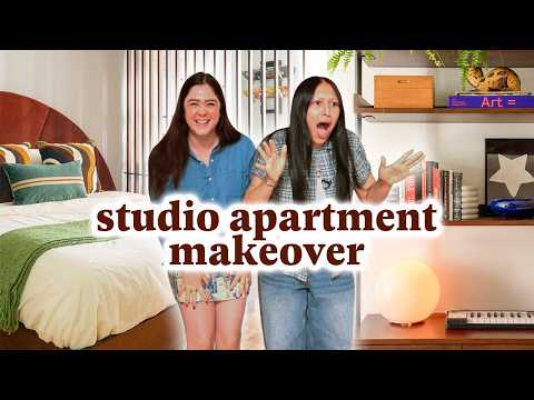 *EXTREME* 183 Sq Ft Studio Apartment Makeover | Retro Mid-Century Modern Style