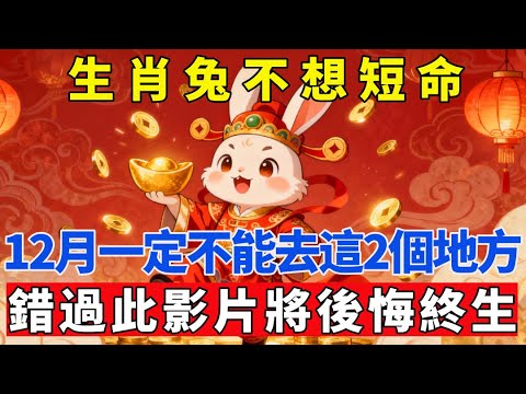 生肖兔不想短命,12月一定不能去這2個地方,錯過此影片將後悔終生。【生肖吉運坊】#生肖 #命理 #運勢 #屬相 #風水