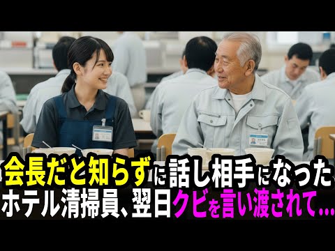 会長だと知らずに話し込んだ清掃員。翌日、突然クビを告られ その理由を知り涙が止まらなかった。