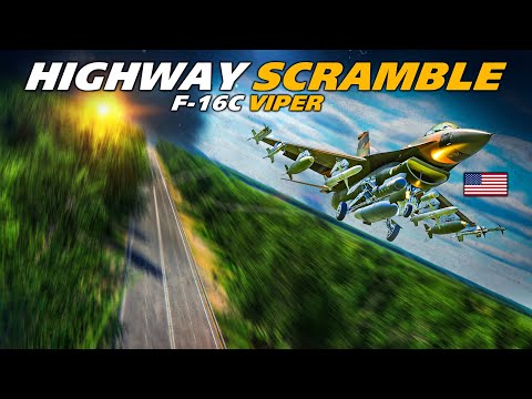F-16C Viper | Scrambling Off A Highway - Emergency CAS | Digital Combat Simulator | DCS |