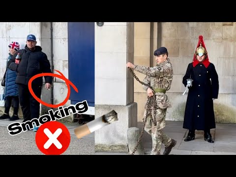 Smoking Is Not ALLOWED 🚫 At Horse Guards But IDIOT He Did 😡
