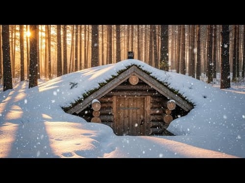 Cold Outside, Warm Inside β Life in a Primitive Dugout #survival #viral #wood