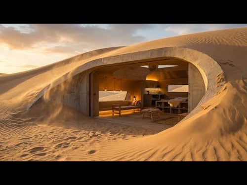This Man Built a SECRET HOUSE INSIDE a Giant Sand Dune - Building a house in the Desert (ASMR)
