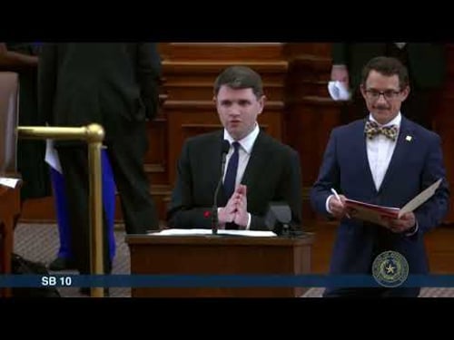 Rep. Talarico asks questions of Rep. Noble on the layout of SB 10, point of order