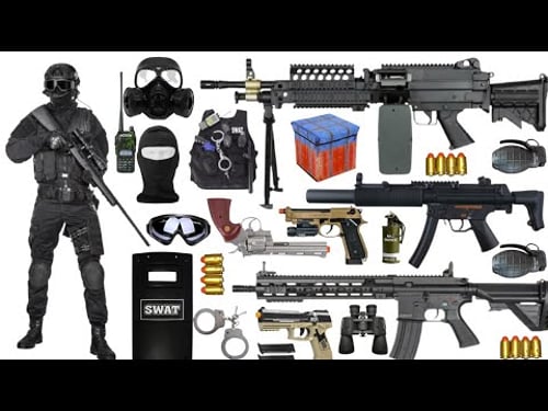 Open Box Toy Set Collection, including M416 Assault Rifle, M4 Carbine, Time Bomb, Grenede, Pistol