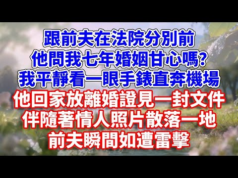 跟前夫在法院分別前,他問我七年婚姻甘心嗎?我平靜看一眼手錶直奔機場。他回家放離婚證見一封文件伴隨著情人照片散落一地,前夫瞬間如遭雷擊#完結 #情感故事 #一口氣看完 #為人處世
