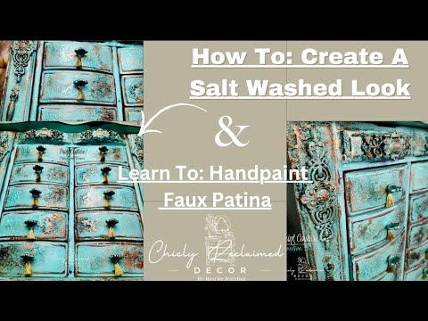 How to Create Salt Wash Texture with Paint Couture Crust / Learn to Handpaint Faux Patina on Decor