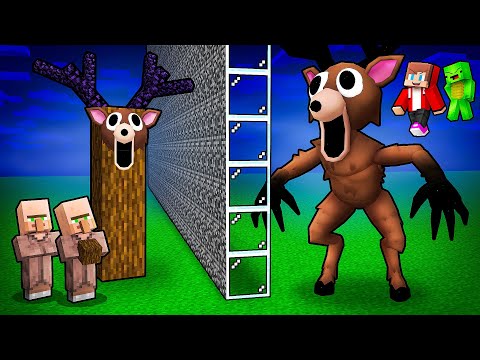 JJ and Mikey vs Villagers: Deer 99 Nights In The Forest Statue Battle in Minecraft - Maizen