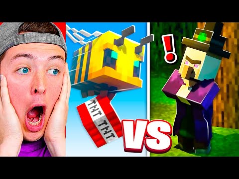 Reacting to the MOST INTENSE Minecraft Battle! (Bees Fight)