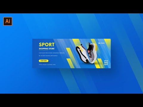 Illustrator Tutorial | Simple Web Banner Design | Sport Shopping Store | Free Download