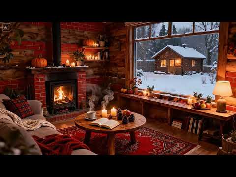 First Snow Evening Café – Warm Jazz, Gentle Wind & Early Winter Calm for Work and Slow Nights