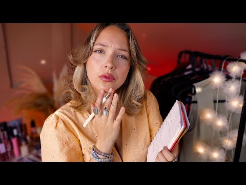 ASMR personal style consultation ✨ make up application, velcro hair rollers, clothing adjustments