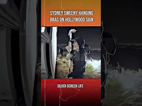 Sydney Sweeney Hanging Bras on Hollywood Sign