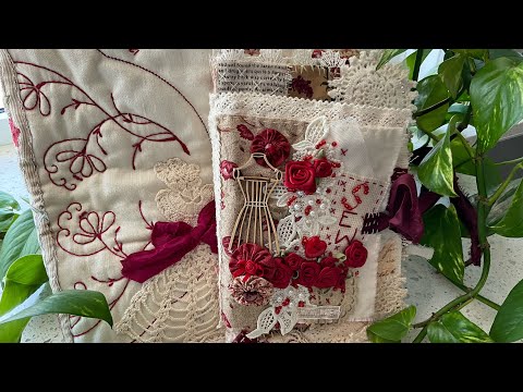 Part 3 REDWORK Fabric Journals #slowstitched #frenchgeneral
