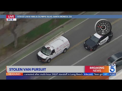 Police pursue suspect in stolen van in high-speed Santa Monica chase | Los Angeles Car Chases