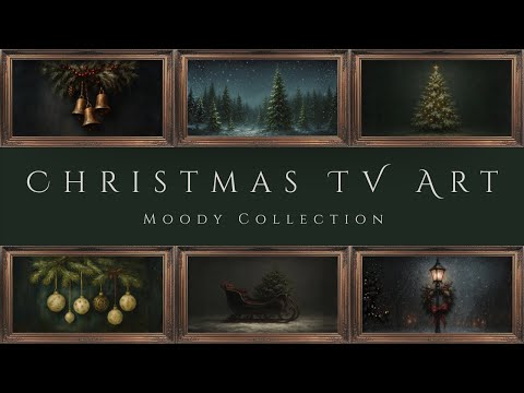 Vintage Gold Picture Frame Christmas TV Art Screensaver | Moody Winter Holiday Collection | 1HR 4K