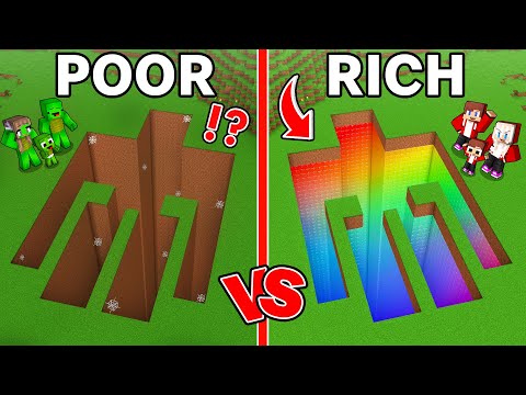JJ and Miket Dirt VS Rainbow Golem Tunnel Battle in Minecraft - Maizen