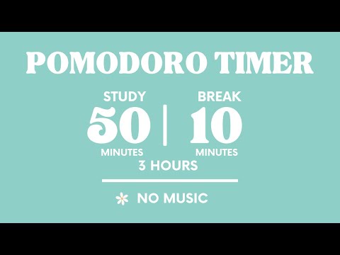 STUDY WITH ME FOR 3 HOURS | 50 MINS STUDY / 10 MINS BREAK | NO MUSIC | WITH ALARMS