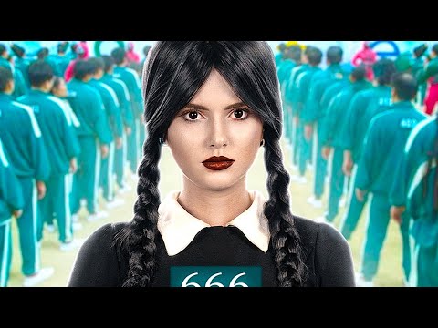 ウェンズデーアダムスがイカゲームにチャレンジ!リアルライフのイカゲーム!