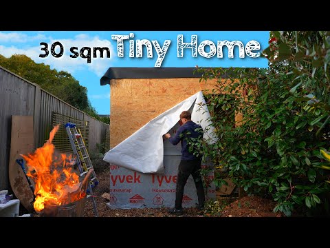 Terraced to Tiny House! Self Building a Tiny Home! Installing Tyvek Weather Barrier House Wrap