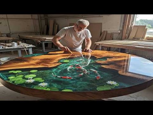 Koi Fish On Epoxy Wood -Turn Rotten Wood Into Bautiful Work