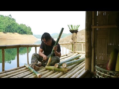 How To Build A Bamboo Bed & River Survival Shelter | Catch And Grill Fish