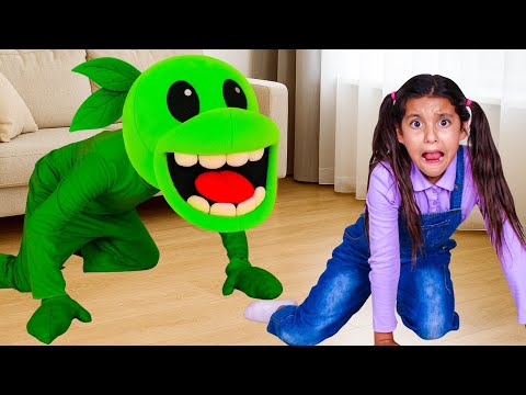 Ellie & Eva Learn to Feed Plants Water and Sunlight Not Snacks!