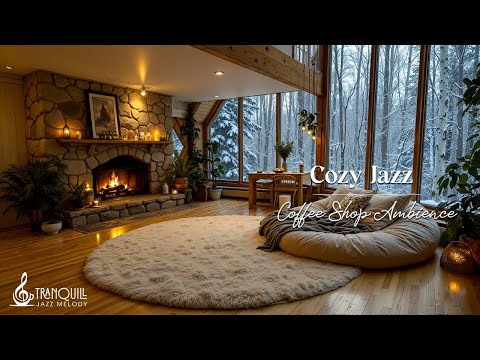 Cozy Living Winter Coffee Shop Ambience Jazz | Relaxing Instrumental Jazz Music For Study And Work