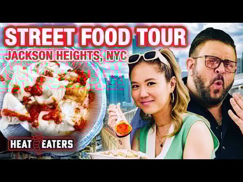 Spicy NYC Street Food Tour with Adam Richman! | Heat Eaters