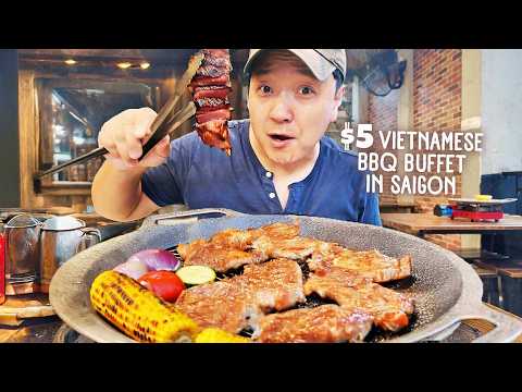 $5 All You Can Eat VIETNAMESE BBQ Buffet in Saigon – INSANE Street Food Deal!