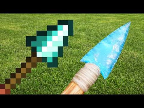 Making a Minecraft Diamond Spear In Real Life!