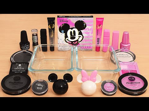 Black vs Pink Pearl - Mixing Makeup Eyeshadow Into Slime ASMR