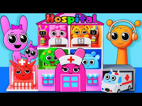 Incredibox Sprunki - Build SPRUNKI HOSPITAL with 6 Color Room & Wenda Ambulance from Cardboard