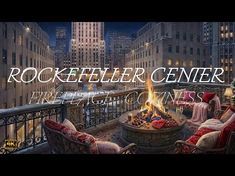 Snowy valentine's apartment with fireplace in front of Rockfeller center 1940 ♥️ 4K ULTRA 60fps