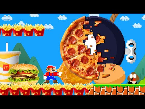 Super Mario Bros. But Every Seed Mario Touchs Become to McDonald's Food Realistic | PixSaga Mario