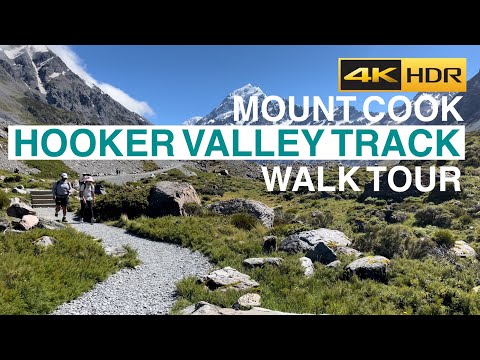 Hooker Valley Track Walking Tour Mount Cook New Zealand 4K