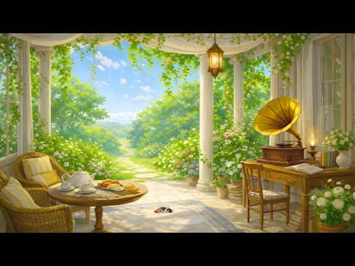 1940s Oldies Drifting Through Grandma’s Sunlit Garden on a Peaceful Spring Morning