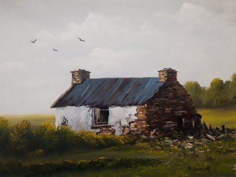 #oilpainting#paintinglandscapespainting landscapes tutorial, painting a cottage