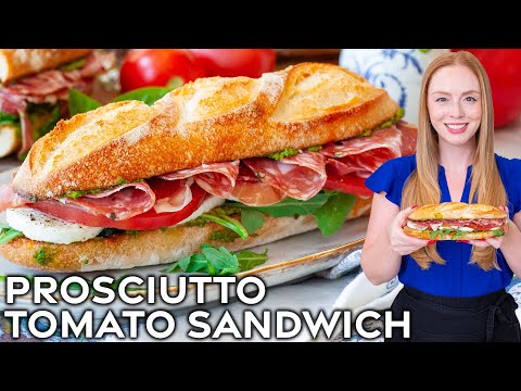 EASY Prosciutto & Pesto Tomato Sandwiches