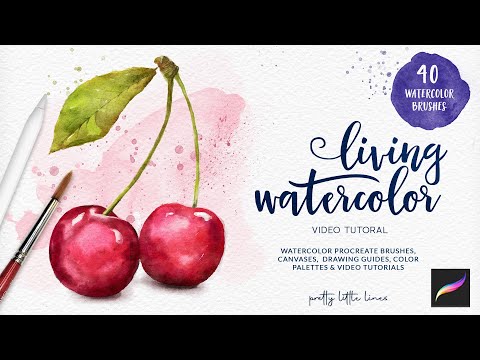 How to paint watercolor cherries in Procreate - step by step tutorial