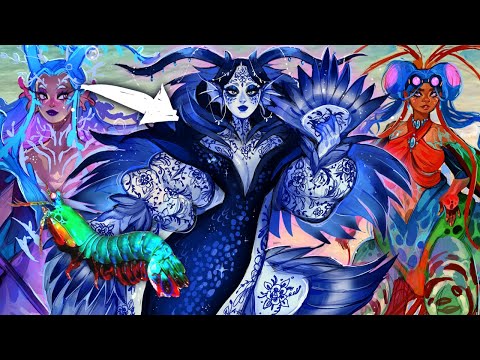 Turning SEA CREATURES into MERFOLK ๐งโโ๏ธ๐ชธ๐๐ฆ (CHARACTER DESIGN CHALLENGE)