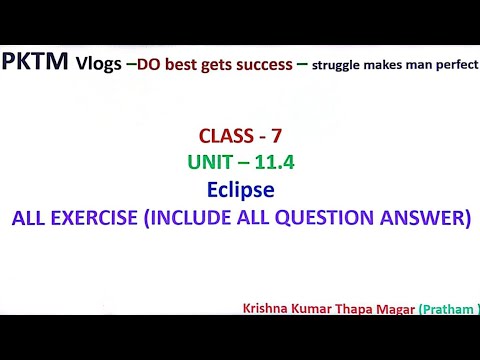 Science and technology grade - 7 (Unit - 11. 4 Eclipse) all exercise complete exercise.