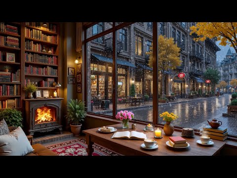 Calm Winter Coffeehouse ☕ Gentle Jazz Piano & Warm Fireplace Sounds for Study & Work