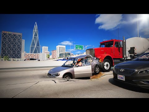 Road Potholes and Car Crashes #1 - BeamNG.Drive