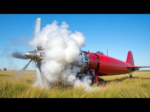 Great OLD PROPELLER Airplane Engines Cold Starting up and Heavy Sound 16