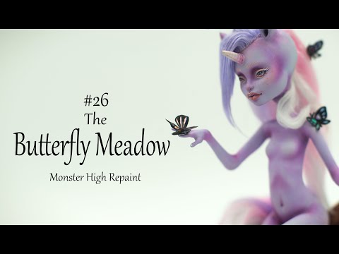 Butterfly Meadow - I made a pretty, pastel unicorn surrounded by butterflies! OOAK doll figurine